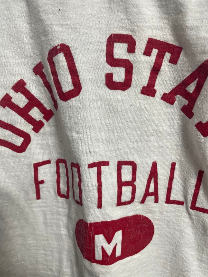 70s champion フットボールtシャツ　3段プリント　ラバープリント