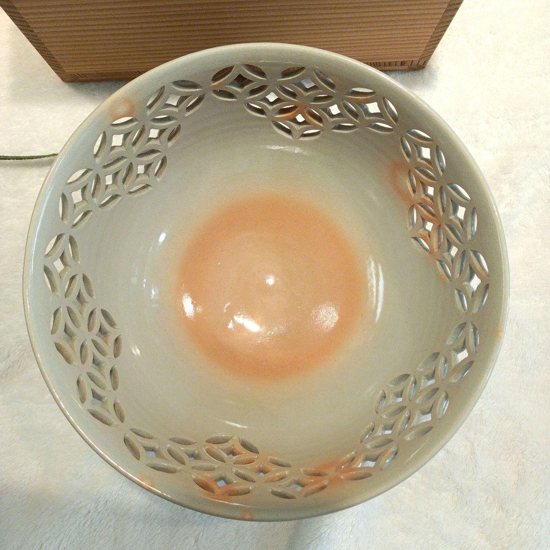 十二代　田原陶兵衛　萩焼　七宝透菓子鉢　鉢