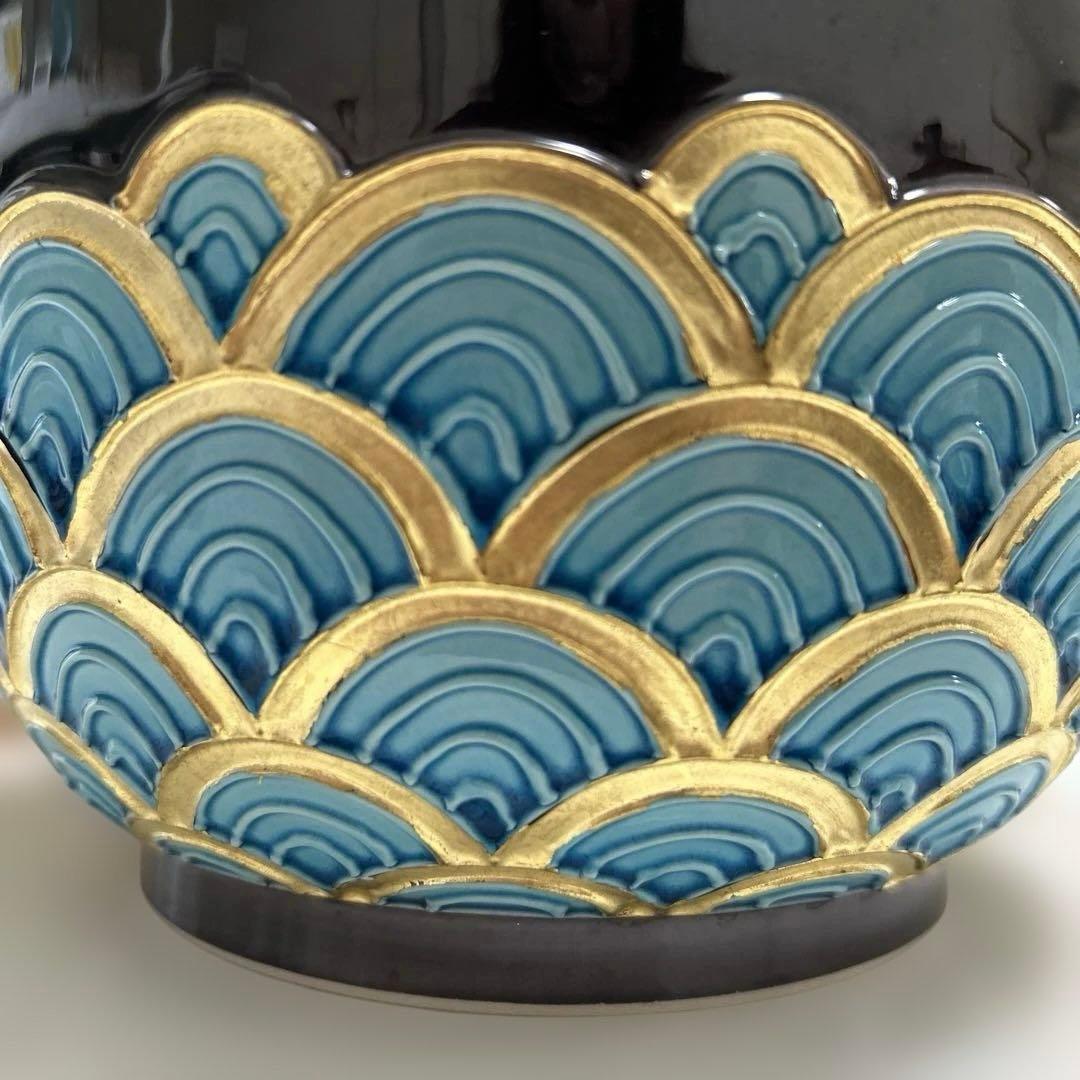 茶道具　皆具　中村翠嵐の紫交青海波　共箱