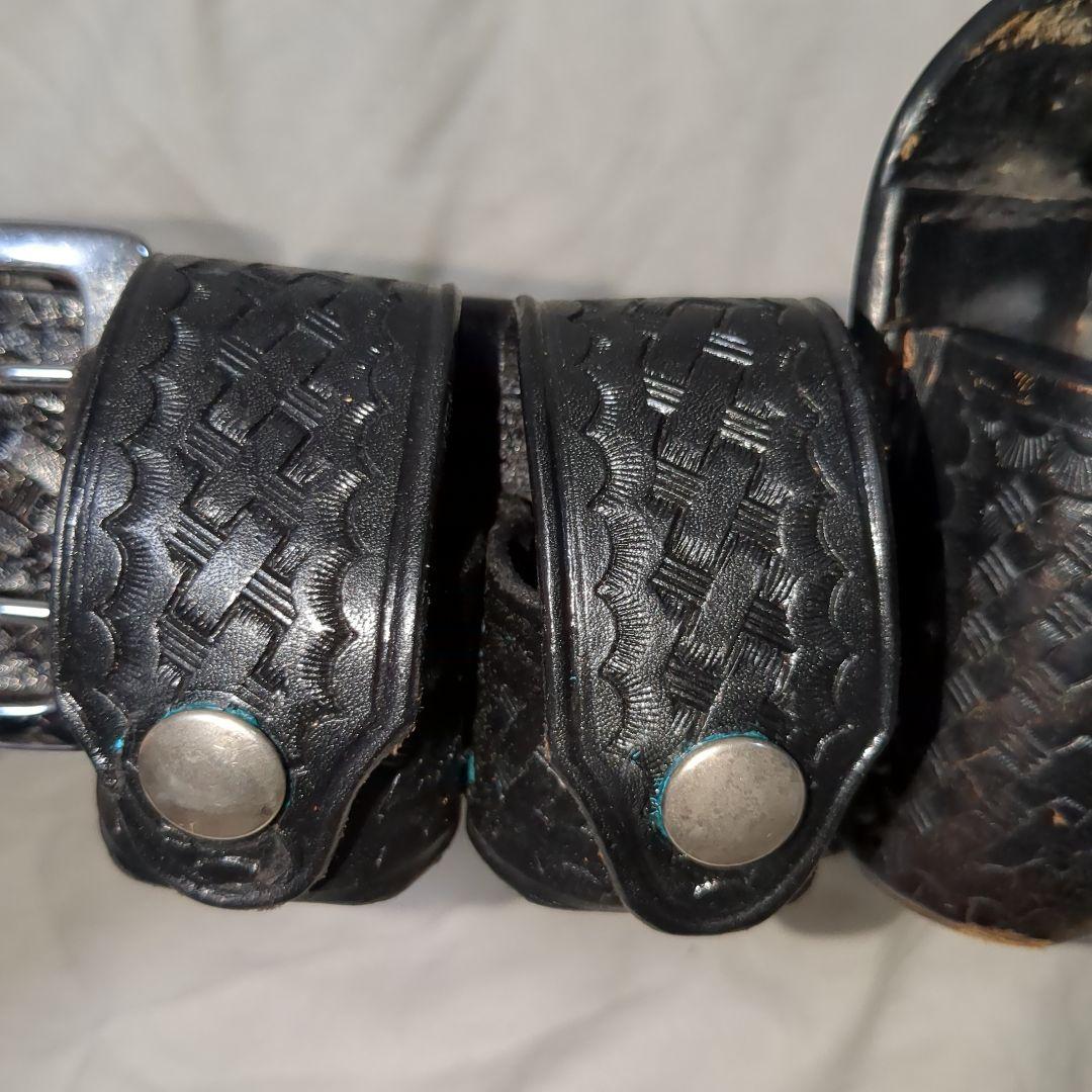 USポリス バスケット織り レザーガンベルト一式　オール実物