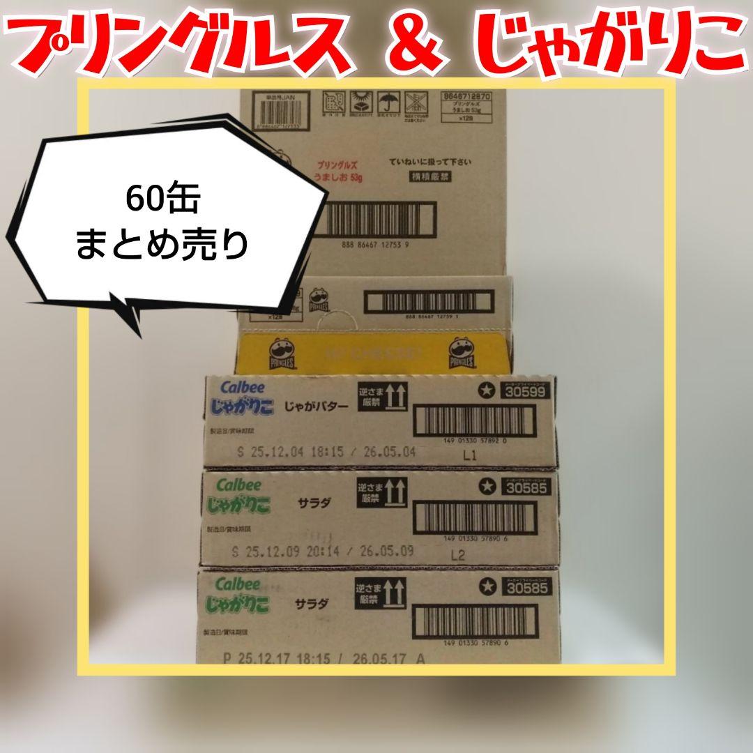 プリングルズ うましお ハイチーズ じゃがりこ じゃがバター サラダ 合計60缶