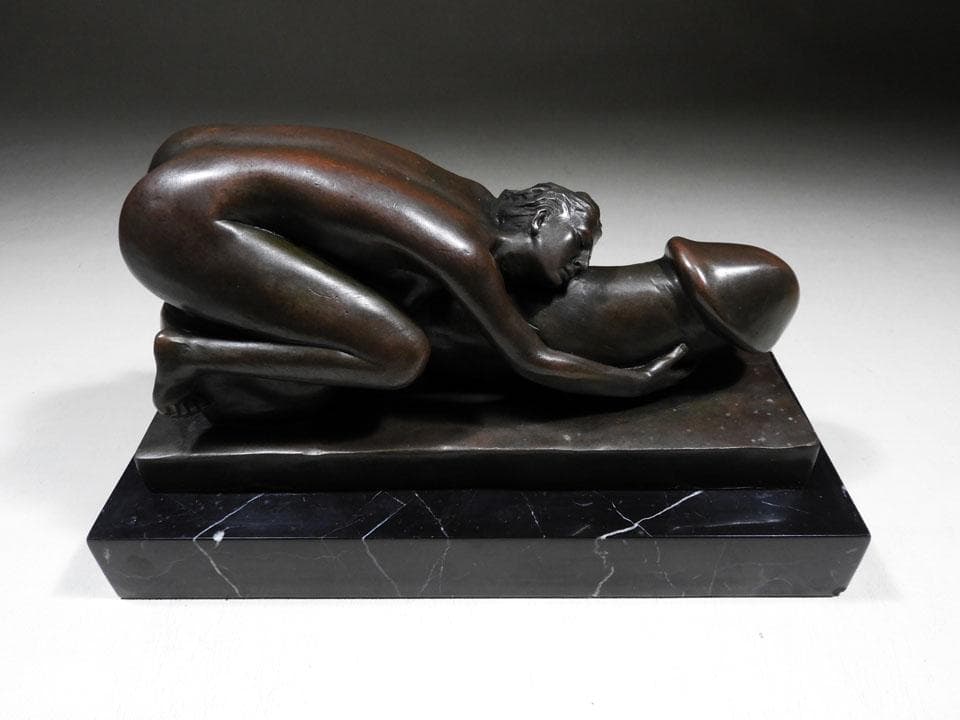 ●J.Mavchi 絶版作ブロンズ 大理石 銅像 男根 写実像 縁起物 春画