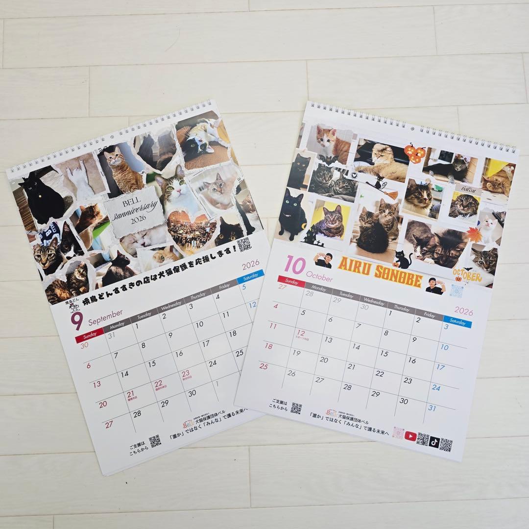 ②《猫》壁掛けチャリティーカレンダー5枚セット