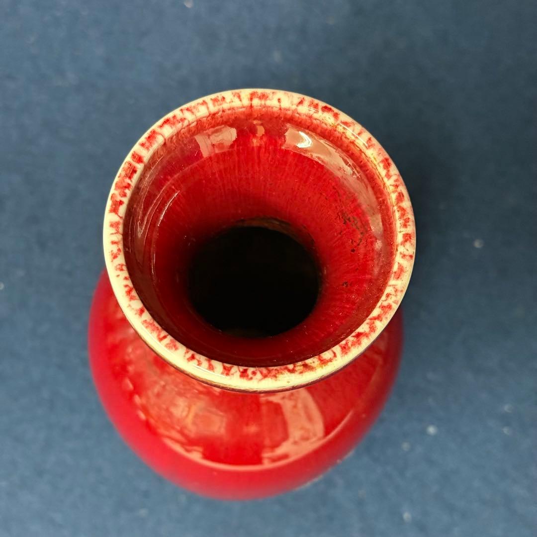 景徳鎮 辰砂 花器 花瓶 花入 花生 時代 古玩 当時物 旧家 蔵出 骨董品