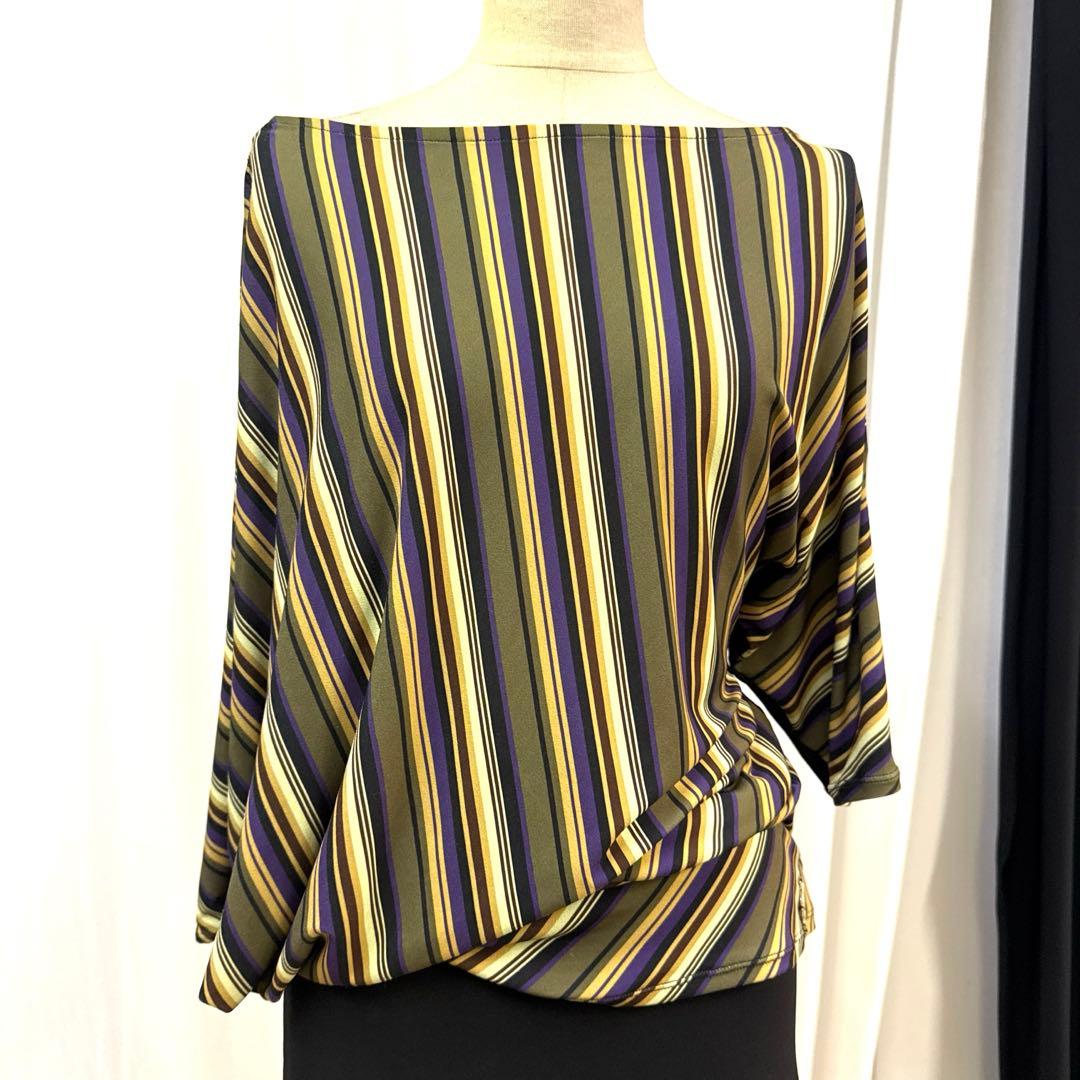 6120★ジャンティ★M 黒 ストライプ セットアップ 社交ダンス