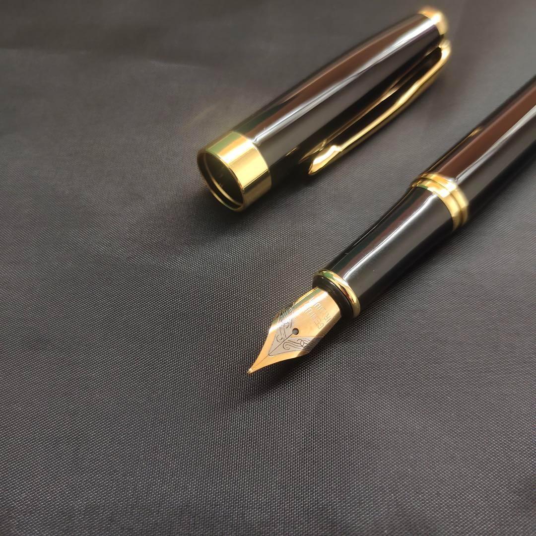 @黒い万年筆 金メッキ装飾 1