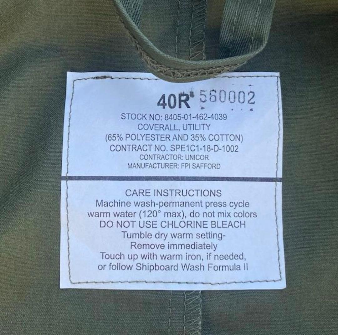 米軍 COVERALL UTILITY カバーオール つなぎ　４０R　タグ付き