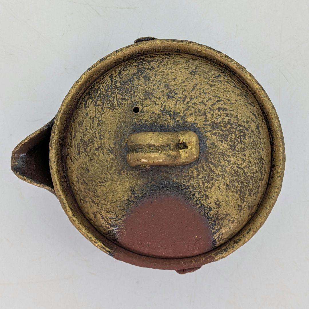 鈴木篤夫 備前焼 金彩備前宝瓶 四方桟共箱共布栞 手造り宝瓶 泡瓶 煎茶道具