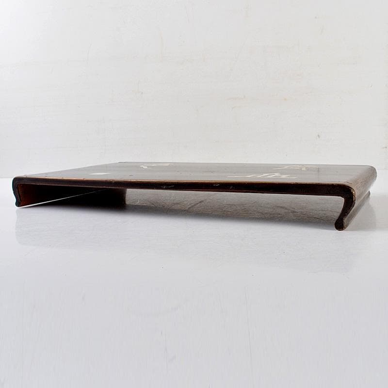 中国　黒漆　螺鈿漢詩文　平卓　飾台　香炉台　V　6326