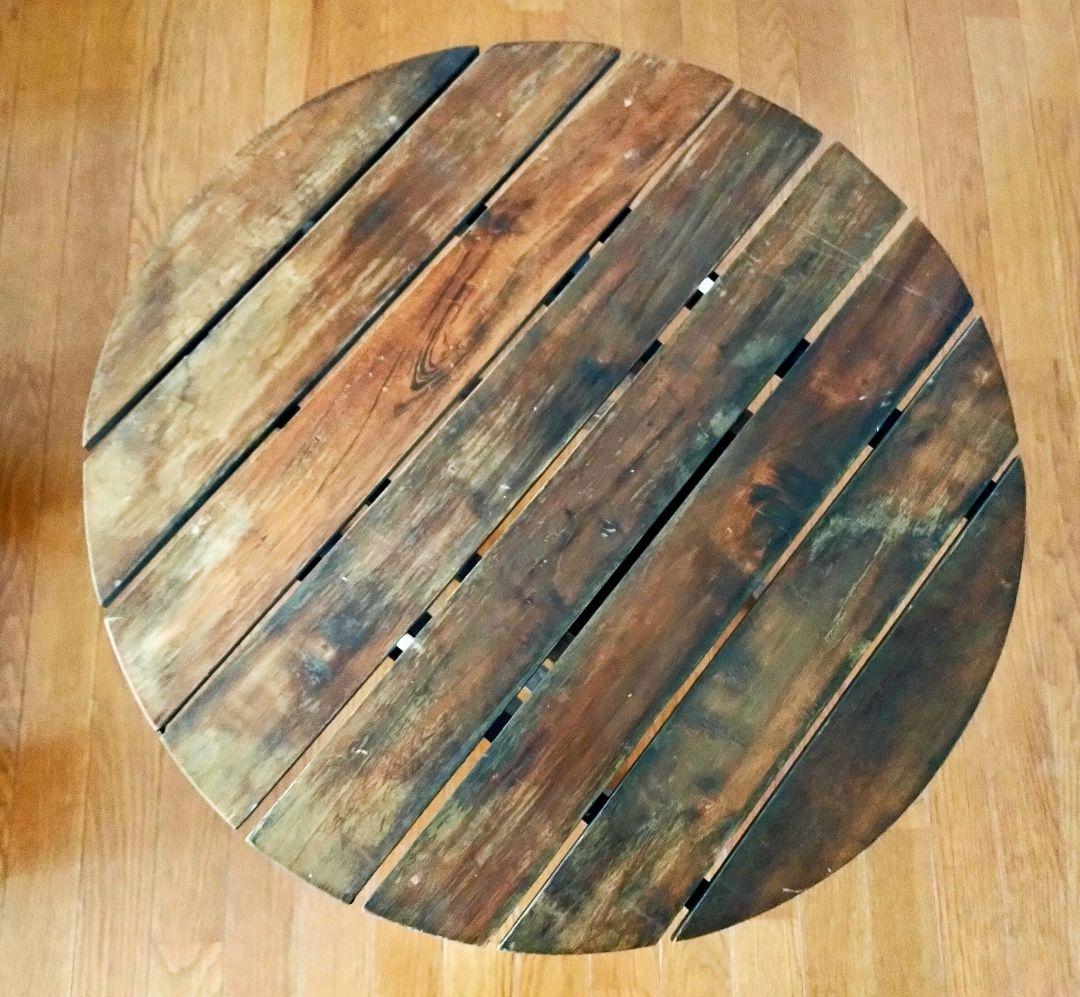 木製折りたたみ円卓 ダークブラウン 直径60cm