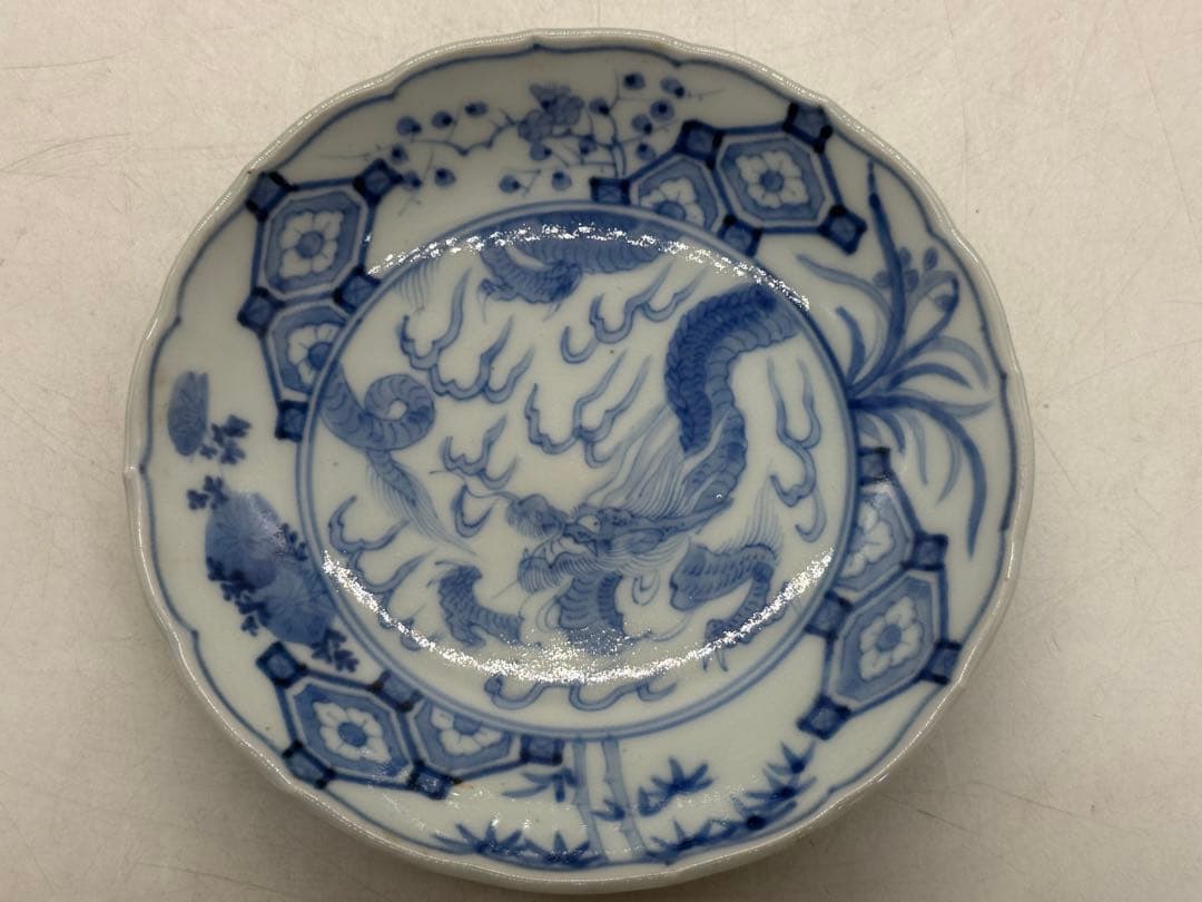 染付　龍紋小皿4点　梅蘭竹菊　送料込み260118