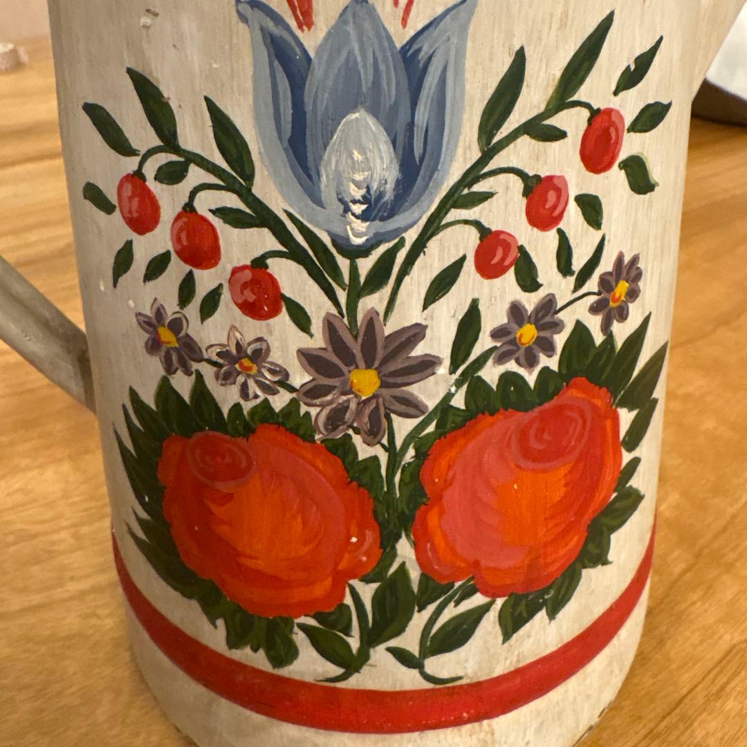 アンティーク　ローズのペイントケトル