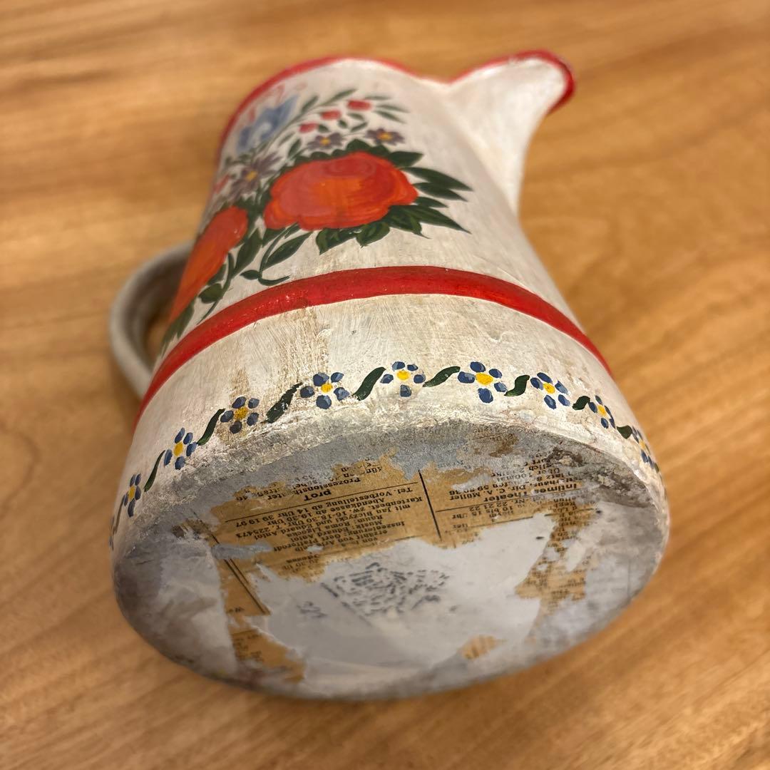 アンティーク　ローズのペイントケトル