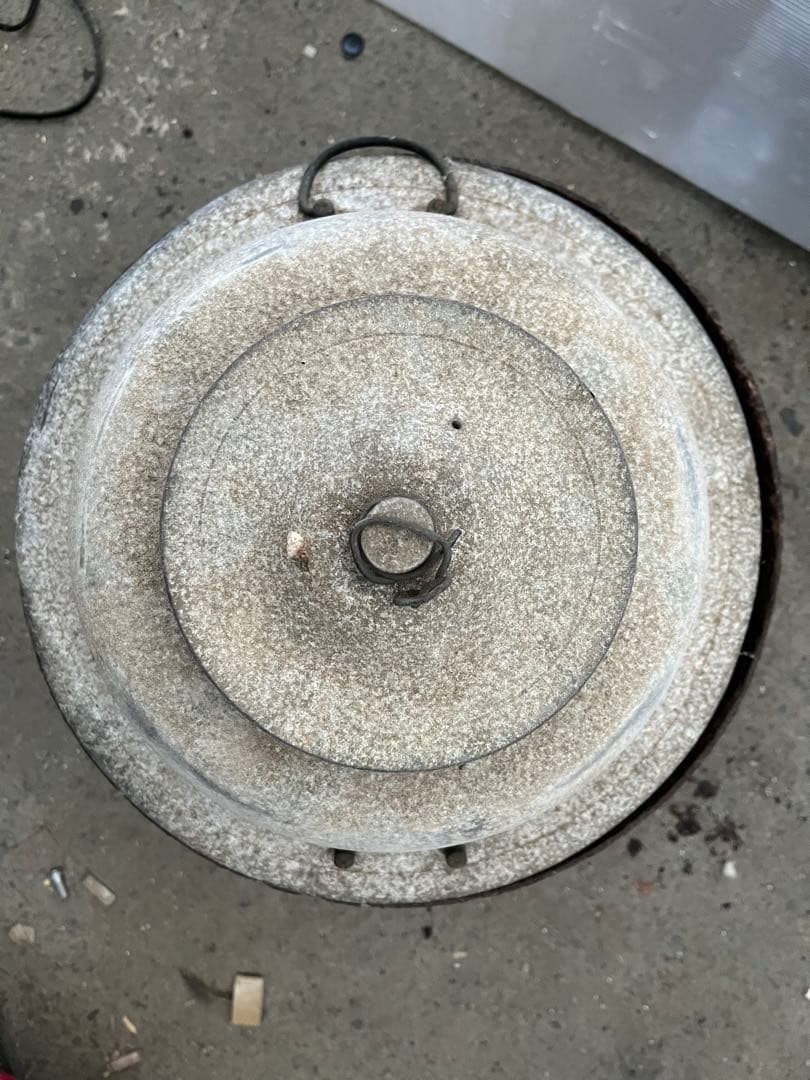 時代物レトロ茶釜セット　 (鋳鉄製　鉄器火鉢)+(茶釜 風炉釜 羽釜 アルミ製)