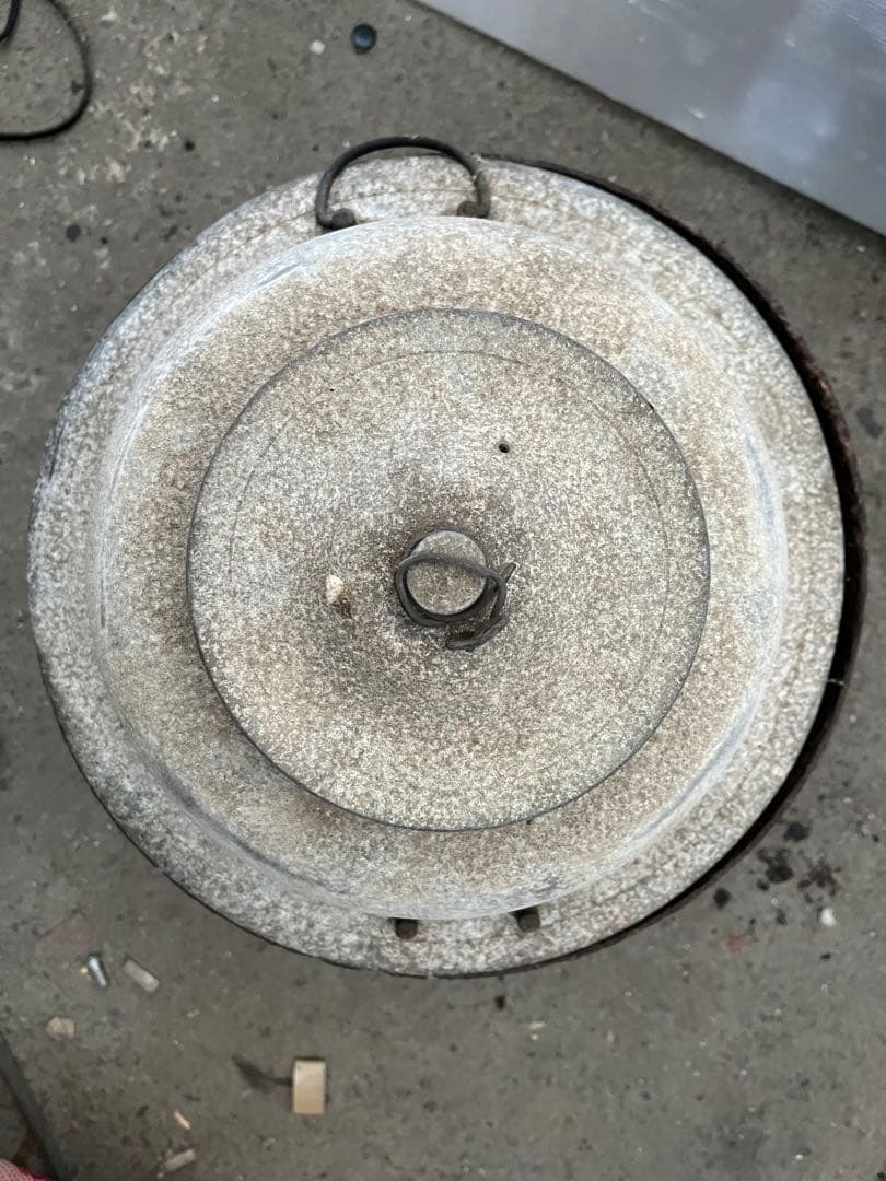 時代物レトロ茶釜セット　 (鋳鉄製　鉄器火鉢)+(茶釜 風炉釜 羽釜 アルミ製)