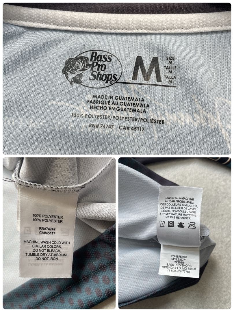 希少　バスプロショップス　フィッシングシャツ青系　長袖　ジップ　L〜XL