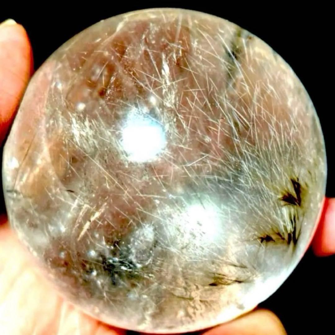 58mm ゴールドルチルクォーツ　丸玉　スフィア　金針水晶