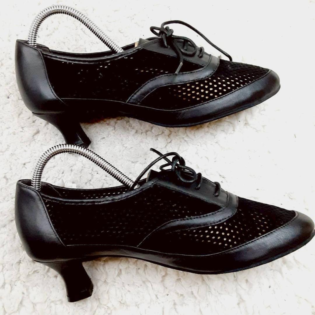 美品23.5㎝◎SUPADANCE 社交ダンスシューズ 黒 メッシュ 保存袋付き