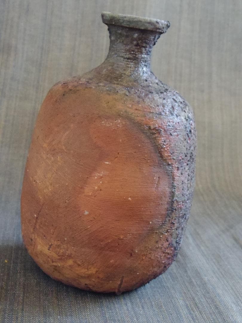 未使用★大森礼二★備前≪窯変≫徳利★胡麻・緋色