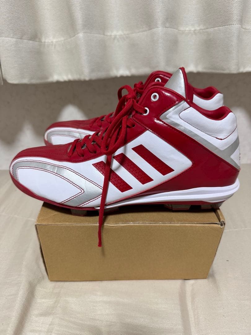【美品】アディダス 野球 樹脂底 ポイントスパイク ミッドカット