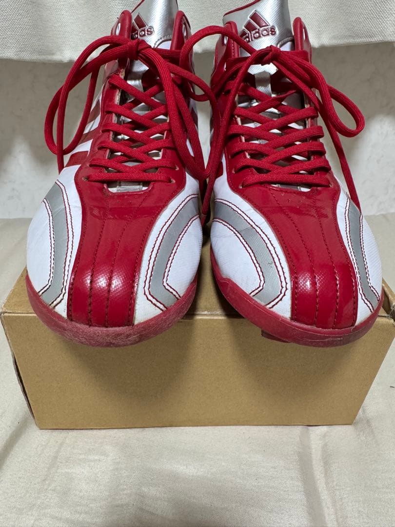 【美品】アディダス 野球 樹脂底 ポイントスパイク ミッドカット