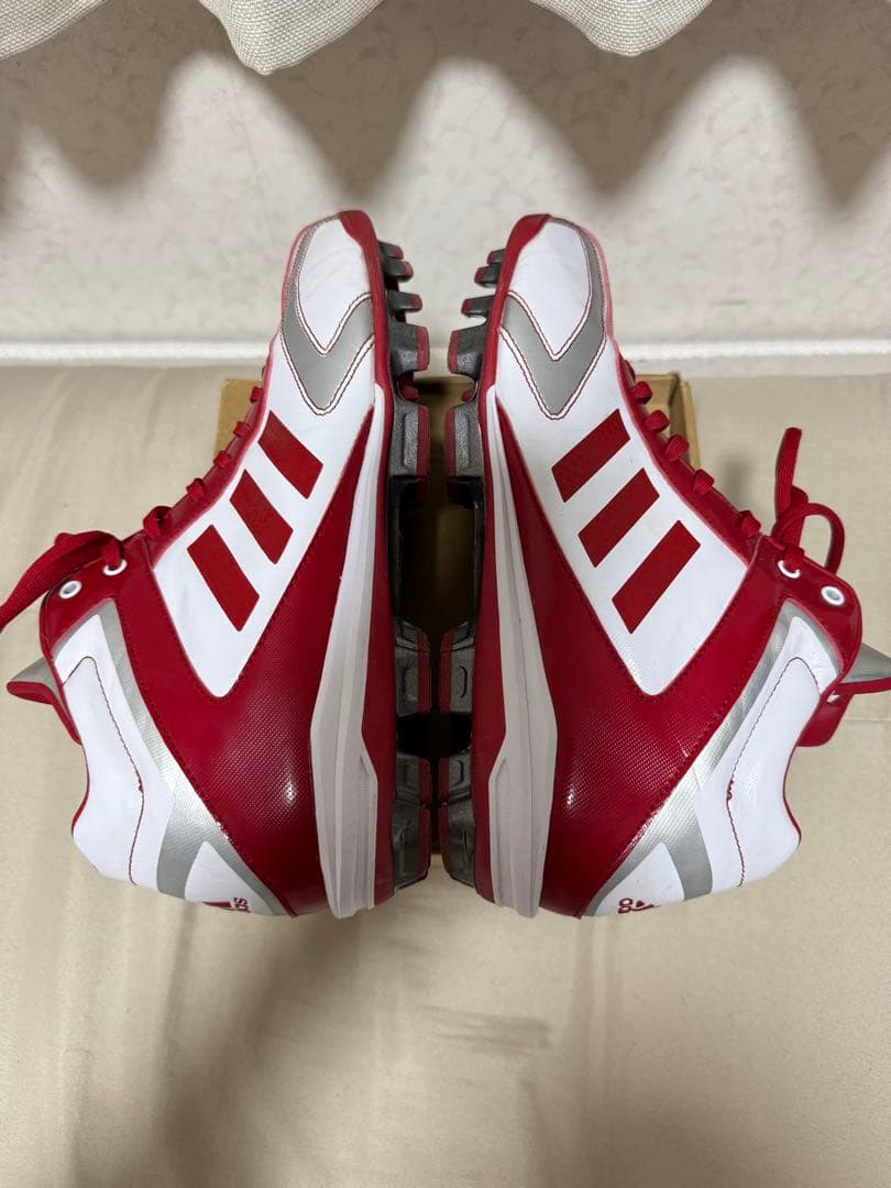 【美品】アディダス 野球 樹脂底 ポイントスパイク ミッドカット
