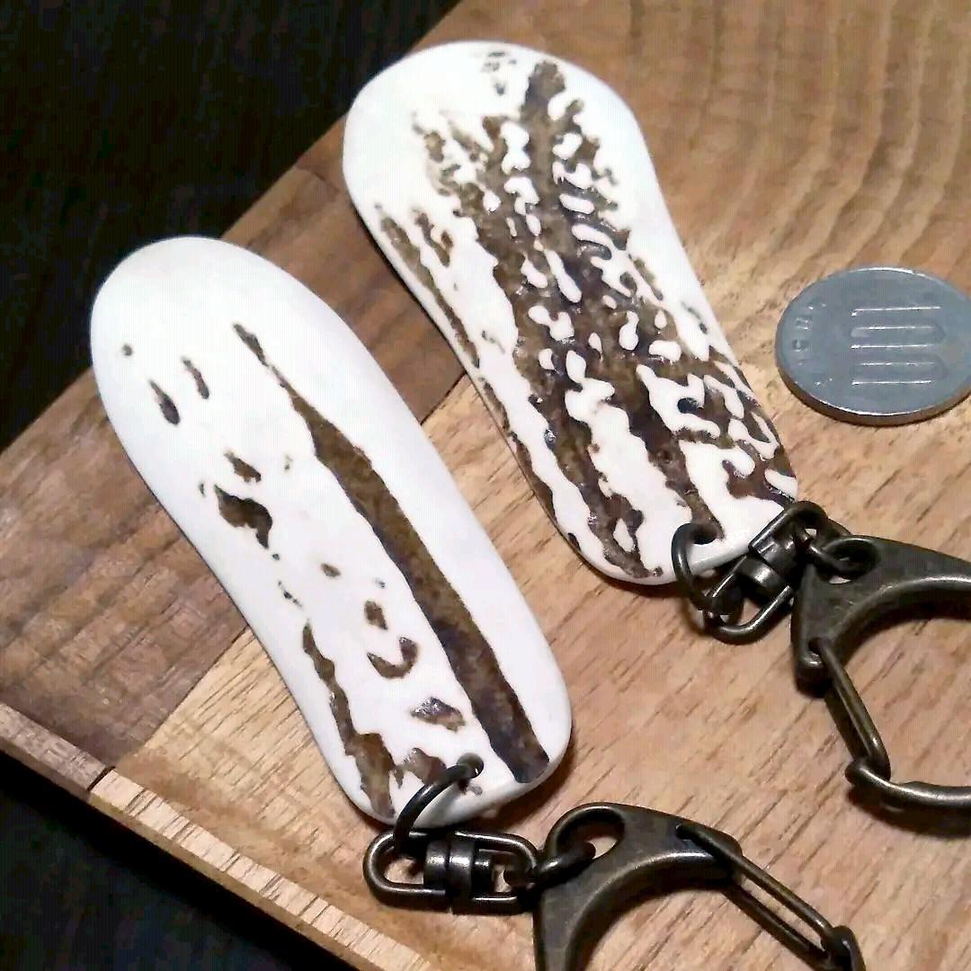どちらか1点北海道世界遺産知床エゾ鹿角アート工芸品靴べらキーホルダーアクセサリー