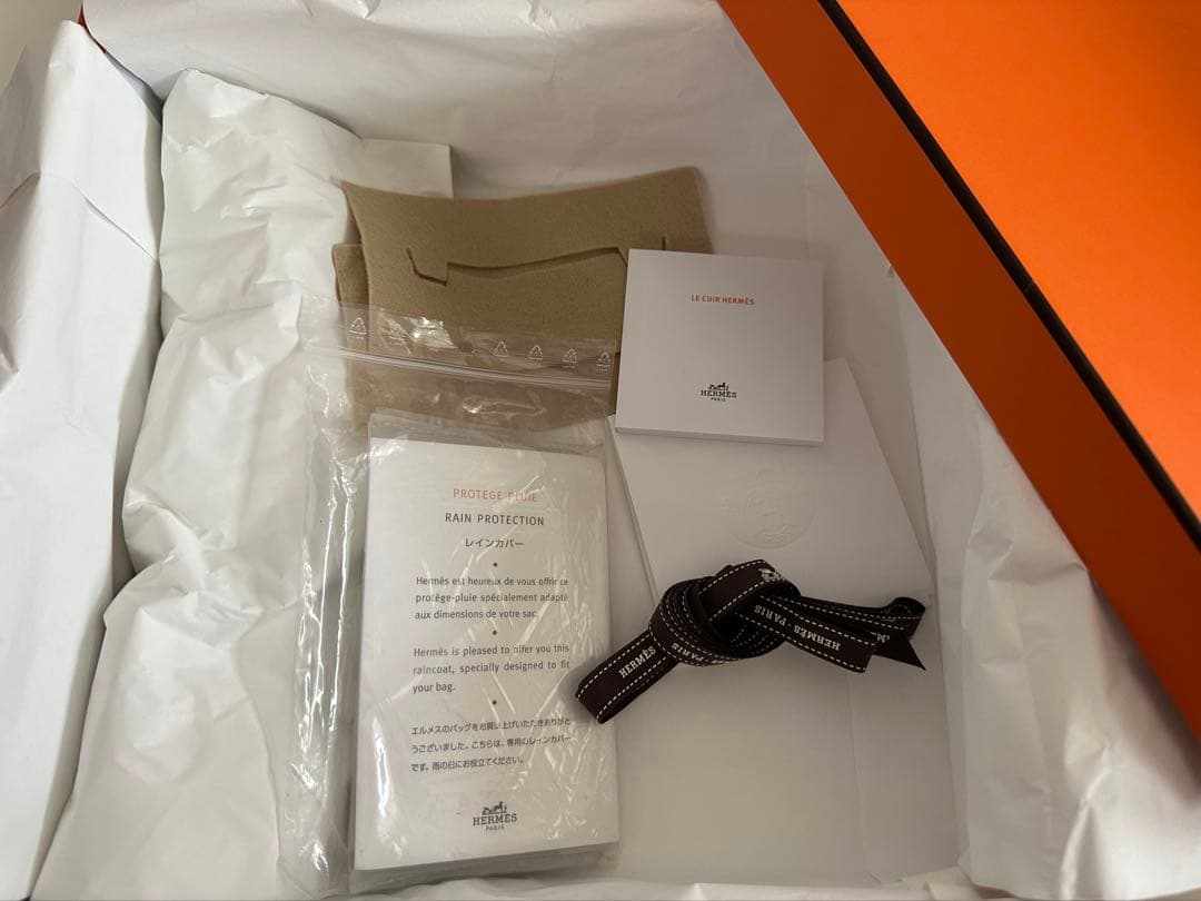 エルメス HERMES プリュム20 オレンジボックス 箱 リボン レインカバー