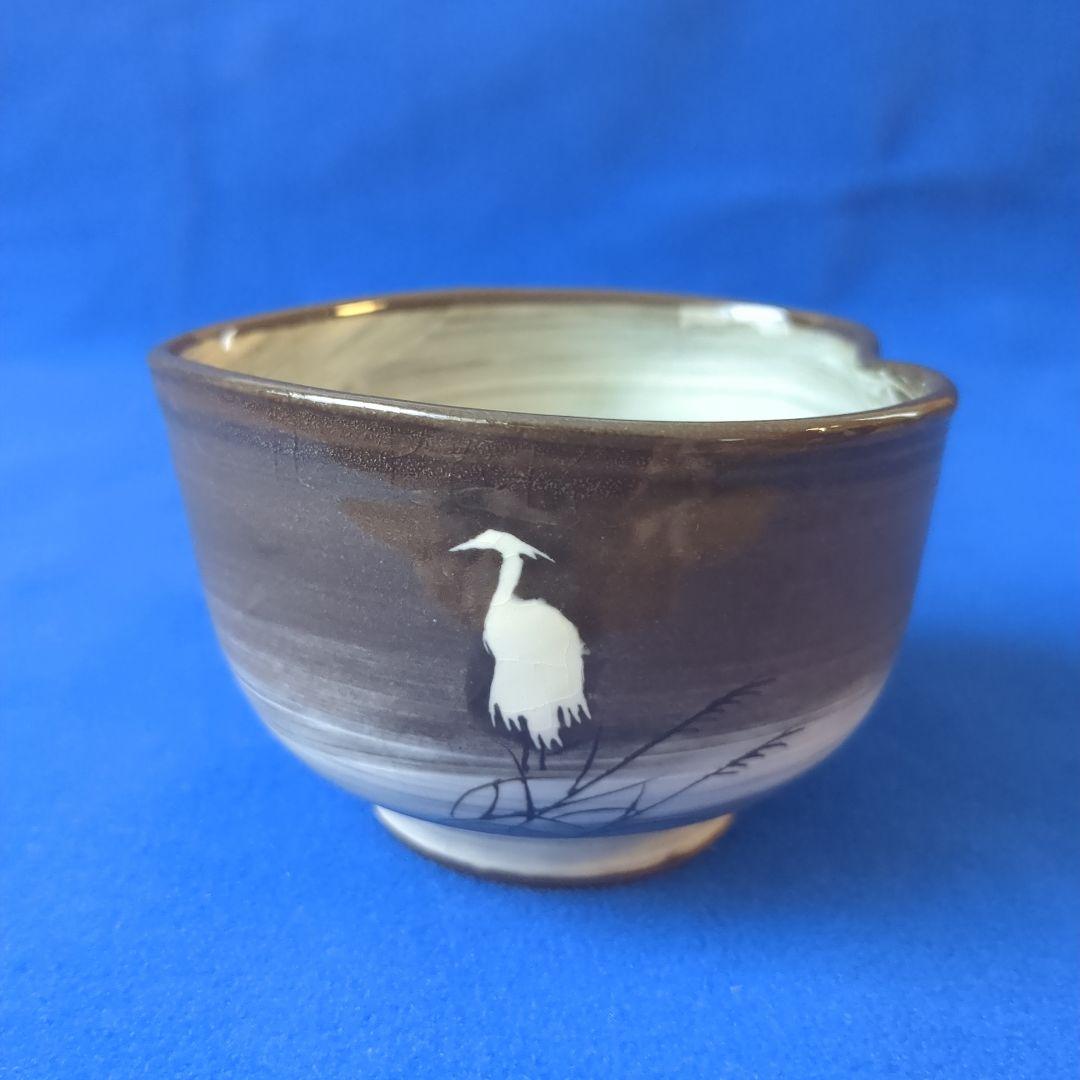 臥牛窯 現川焼 茶器セット 無形文化財指定　十三代横石臥牛　刷毛白鷺図