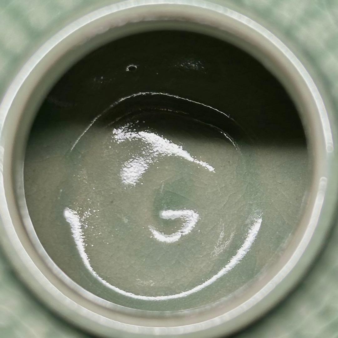 ★茶道具！高麗青磁 茶入(替蓋付)！韓国人間国宝『申 相浩』造！共箱/仕覆付！★