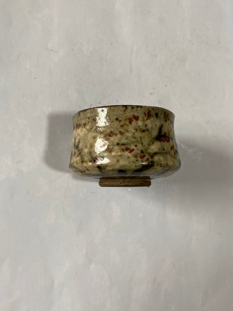 ♦犬山焼 雲錦手 竹節高台 酒器 ぐい呑み 大正〜 明治時代 古美術品 骨董品