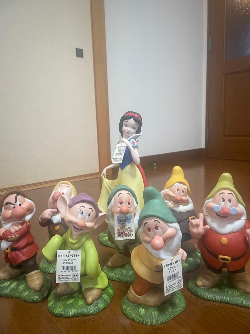 【希少】白雪姫 38cm7人の小人加藤工芸陶器置物 ガーデンオーナメント