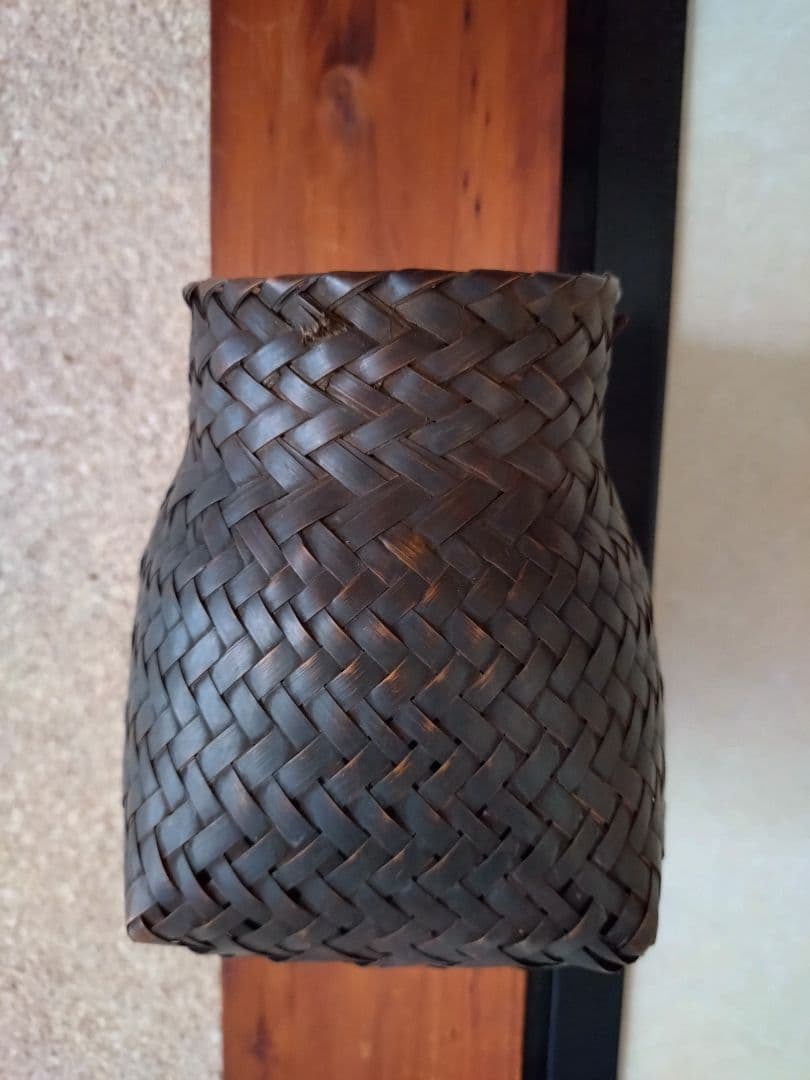 1 竹組篭　茶道具 唐物 篭 籠 掛花入 安藤竹良斎　共箱