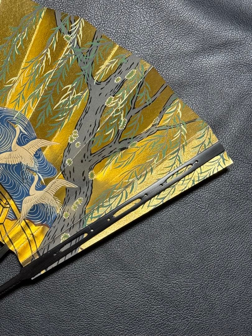 扇子　33cm 十松屋福井扇舗　老女扇　柳橋白鷺図　仕舞扇　能楽　着物