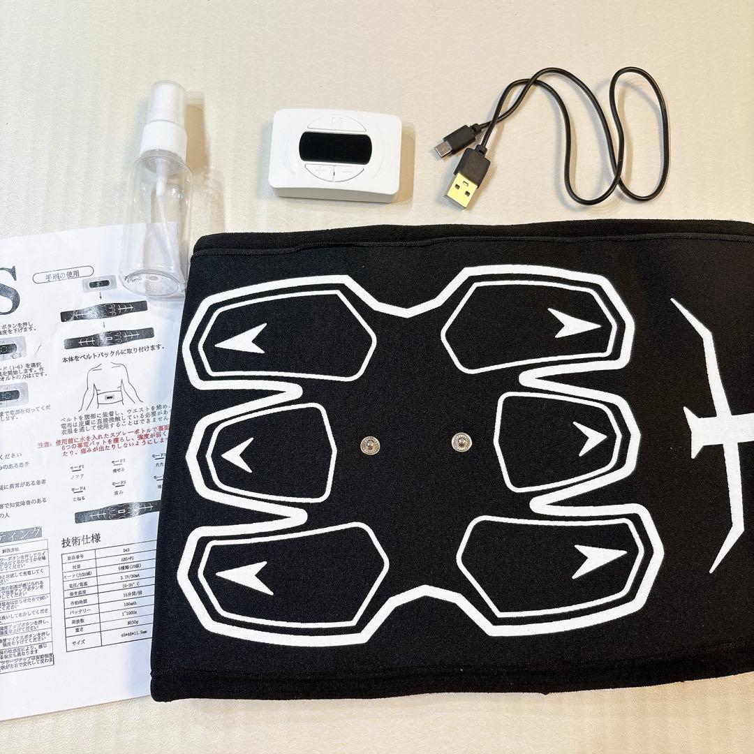 EMS 腹筋 ベルト 筋トレ 男女兼用 腹筋 パッド 簡単 水洗い ブラック