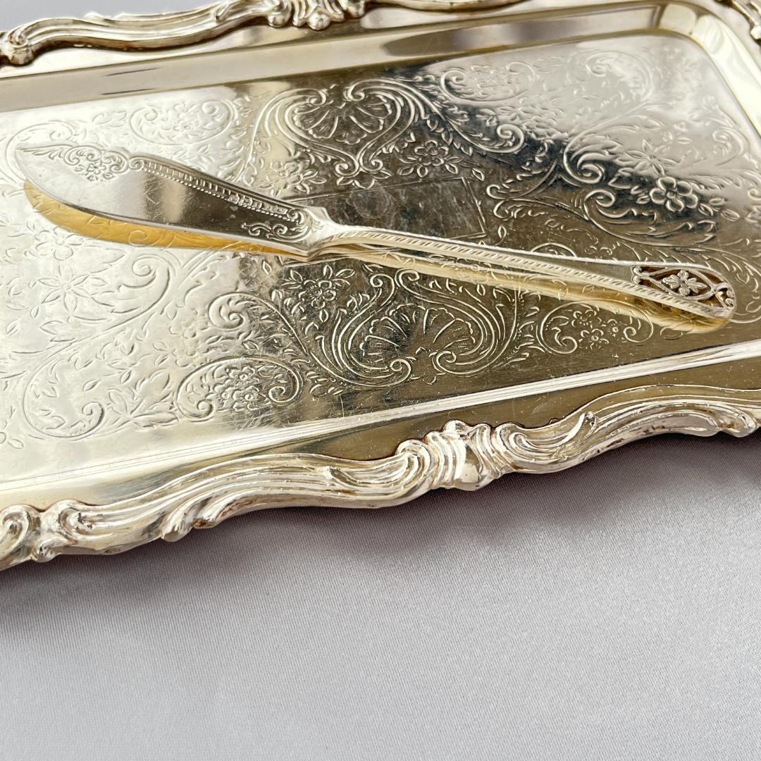 【James Dixon】 【純銀】透かしのバターナイフ 1911年