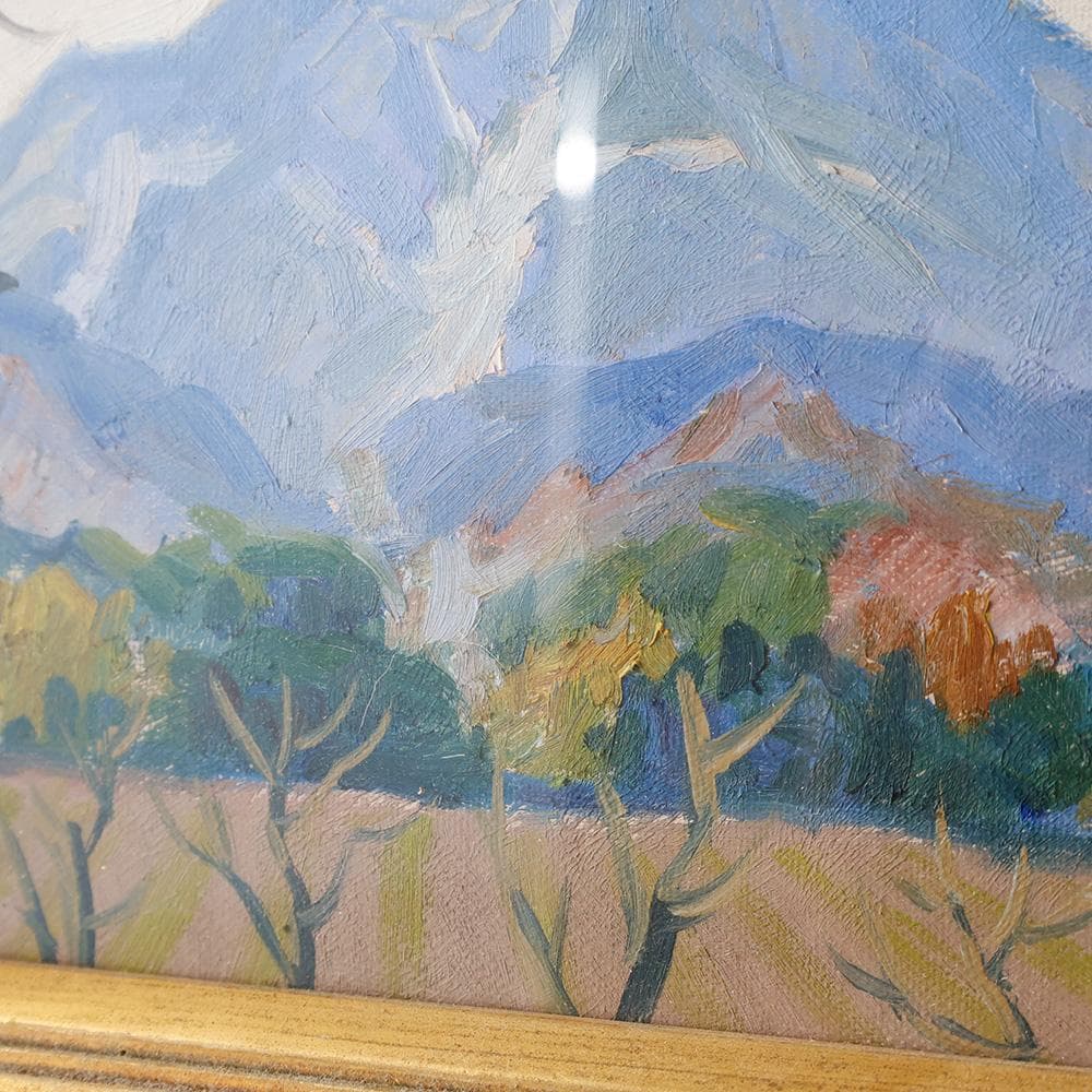 栄一画「 武甲山 」絵画 油彩 額装 P1号 額縦30㎝横37㎝