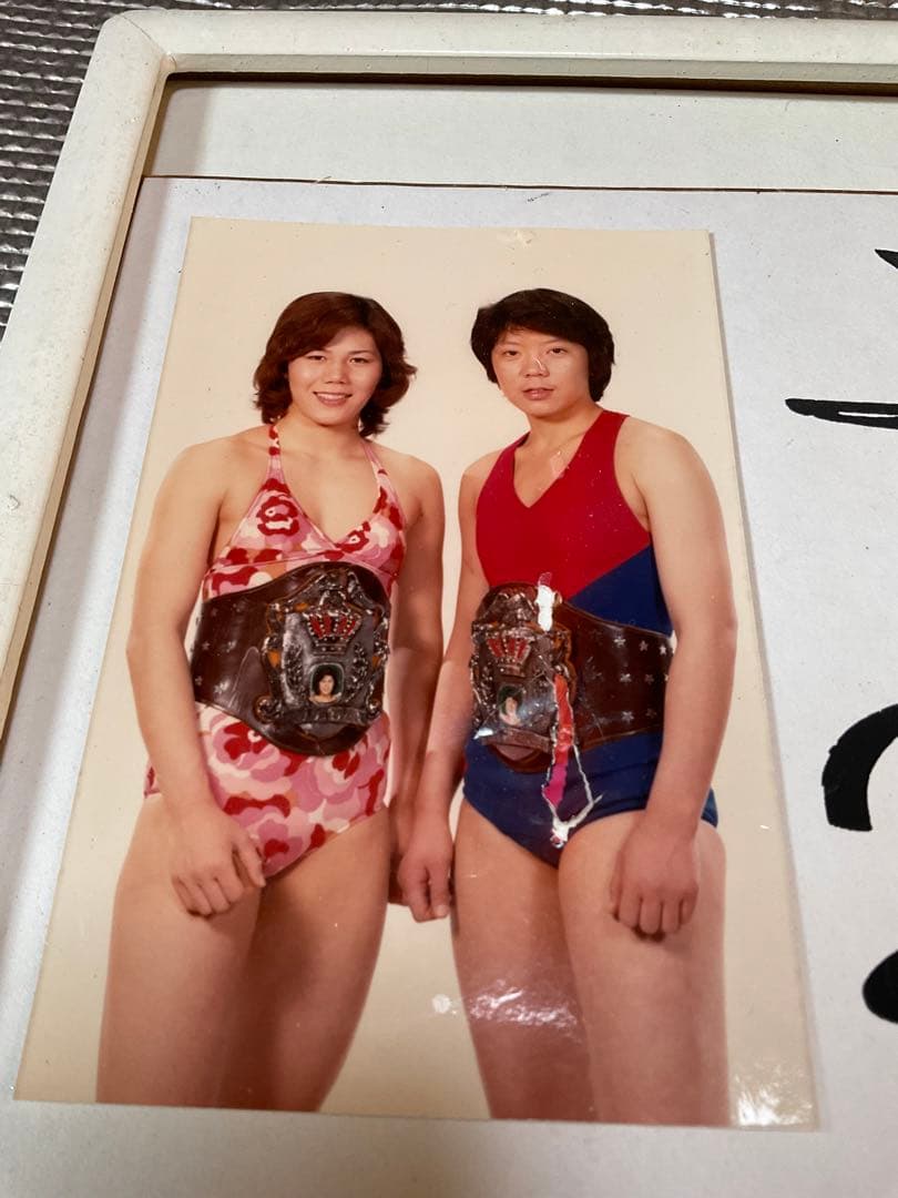 ビューティーペア／ジャッキー佐藤&マキ上田肉筆サイン色紙【昭和の女子プロレス】。