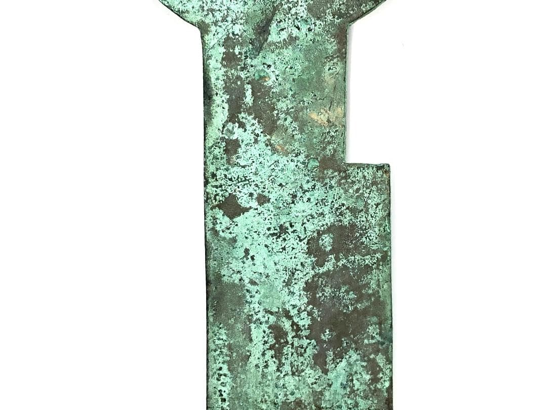 【 栔刀五百 青銅大型象嵌 】　37ｃｍ　骨董古玩