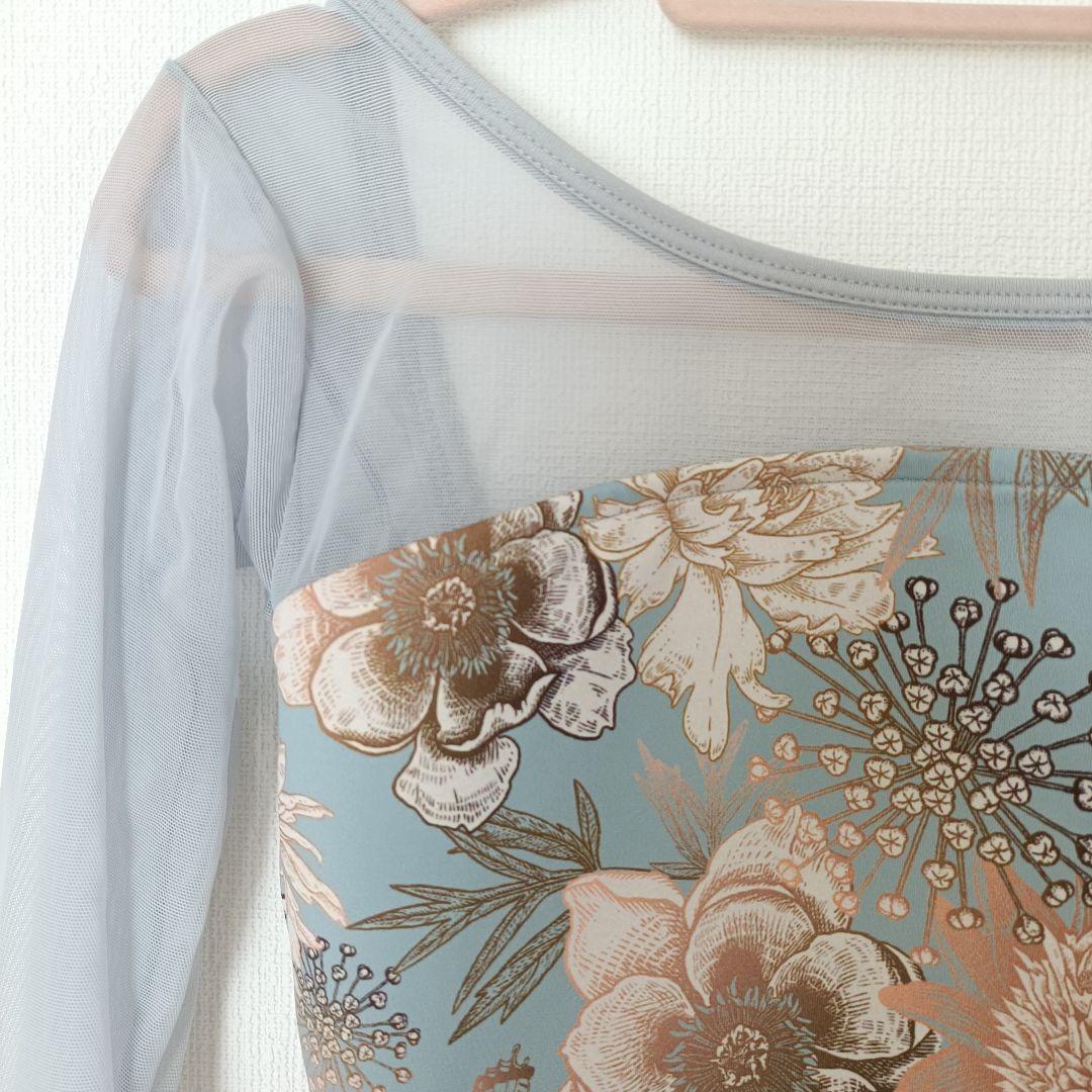 unoa ウノアPoppied garden Blue 10分袖レオタード　ML