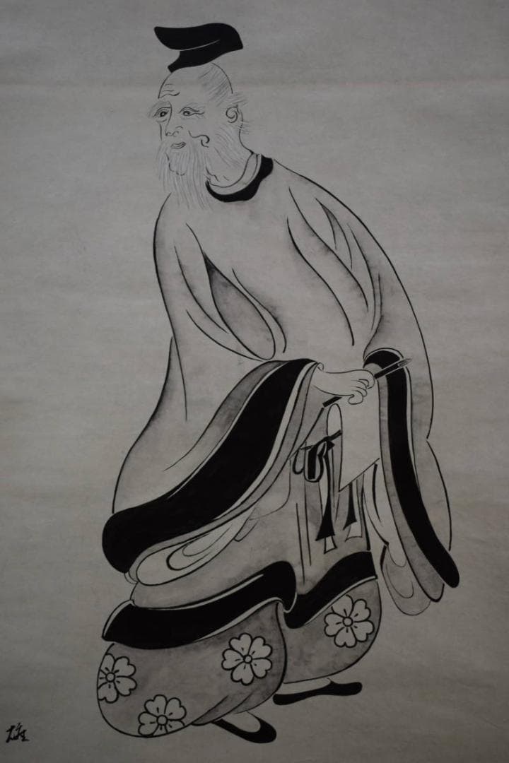 不詳/作者不詳/柿本人麻呂之図/布袋屋掛軸HG-174