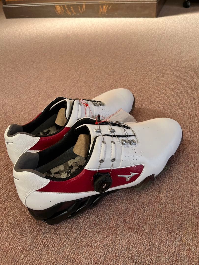 Mizuno ゴルフシューズ BOAフィットシステム ホワイト/レッド