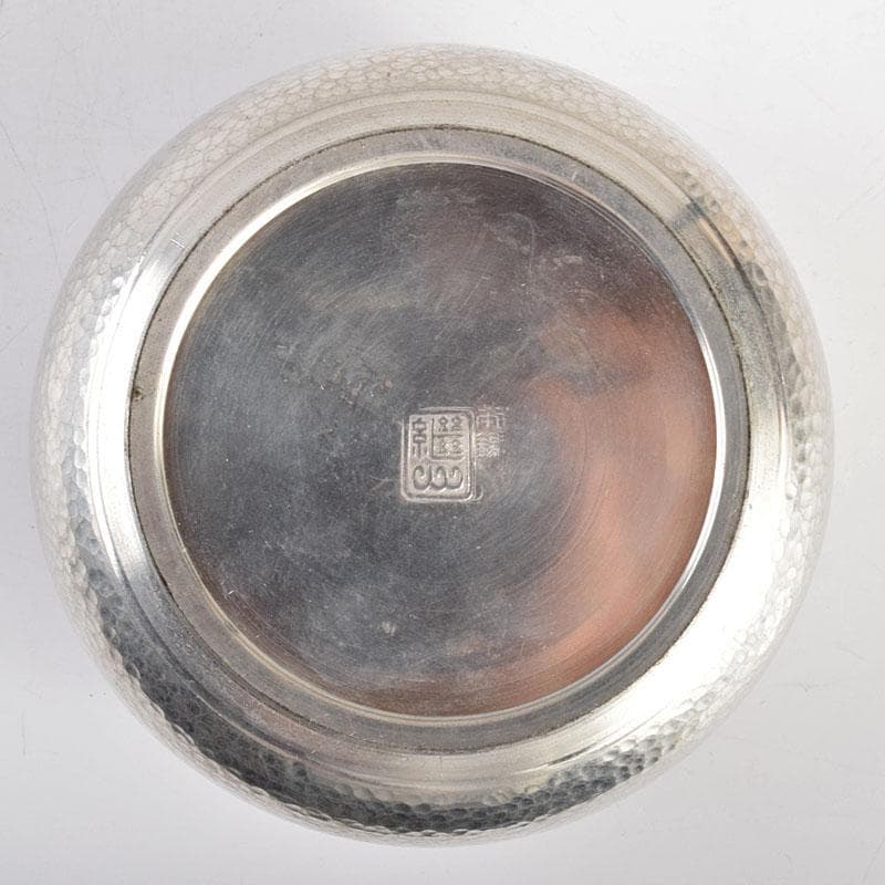 煎茶道具　継山造　本錫　鎚目　茶こぼし　建水　約242g　M　R4948