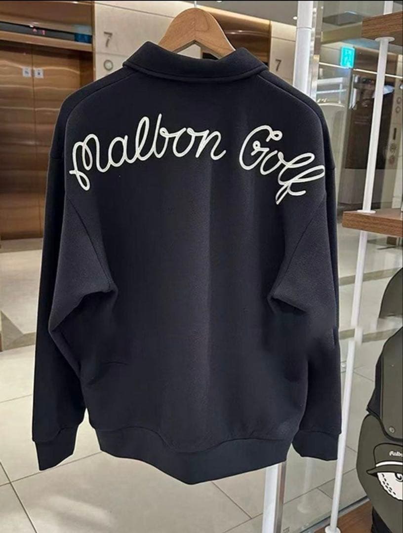黒　L 新品　マルボンゴルフ MALBON GOLF 　長袖　ハーフジップ