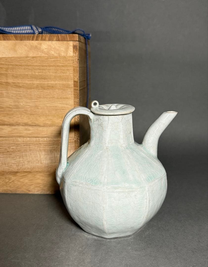 影青　水注　蓋付　中国美術　共箱