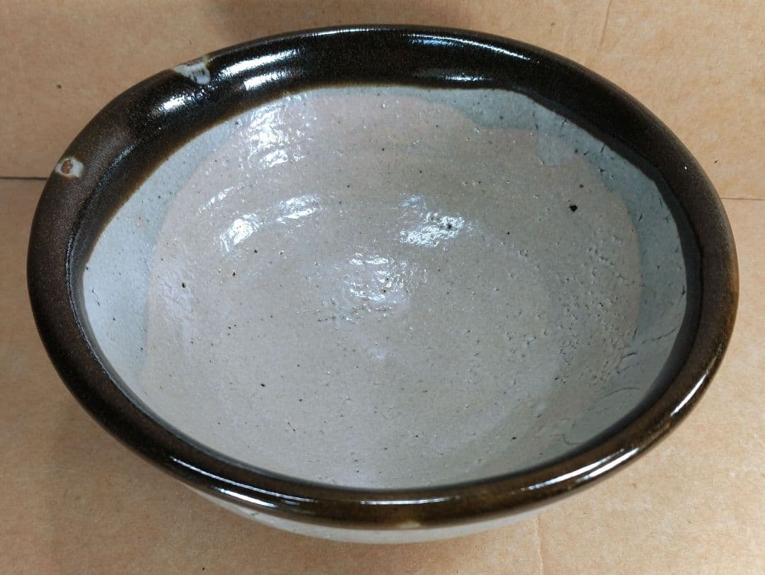 【本物保証】濱田庄司(浜田庄司）縁黒茶碗 共箱(箱師真作）美品 人間国宝 益子焼