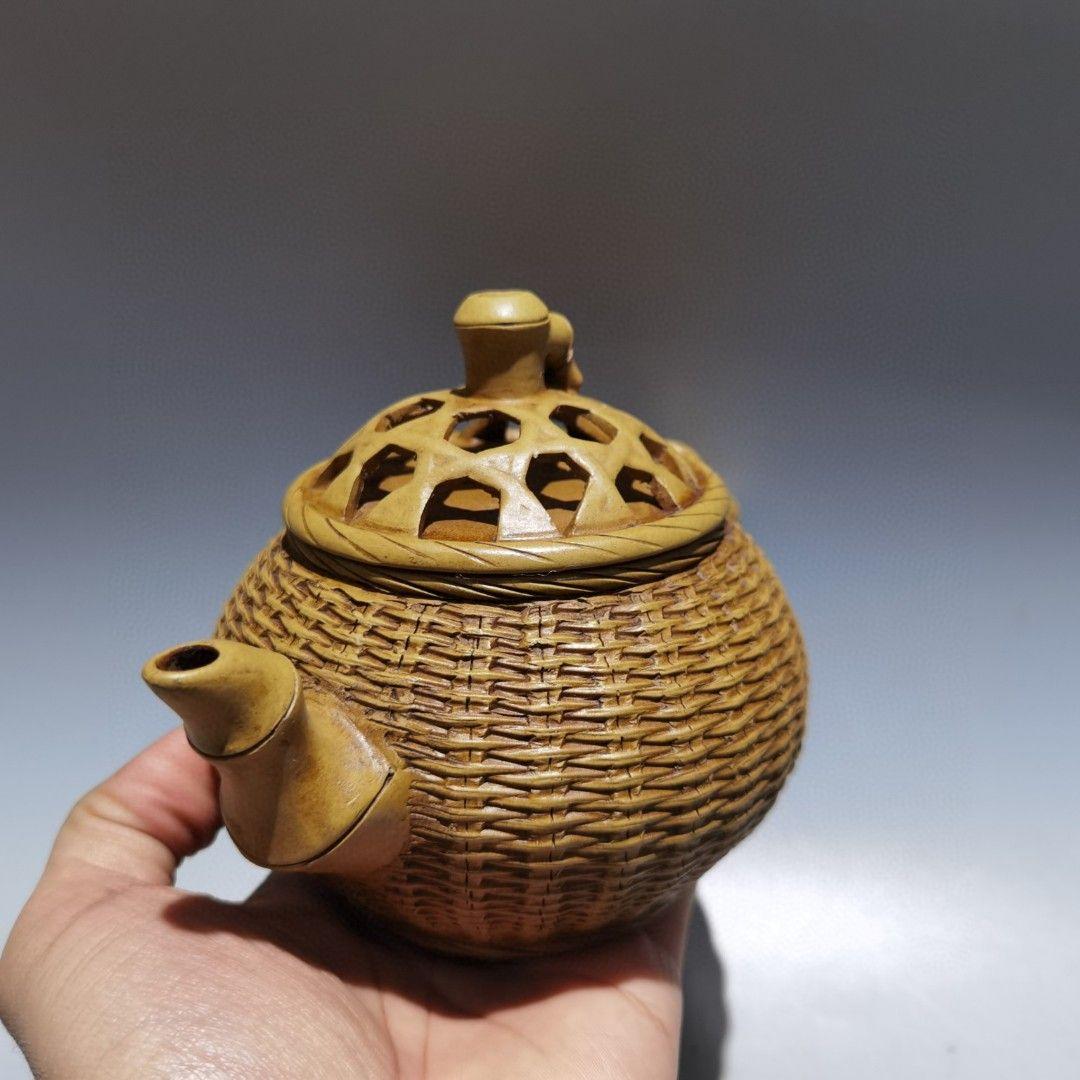 紫砂壷 宜興 竹筐壺 泡茶壺 茶器