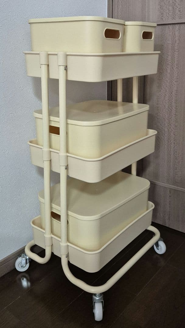 【引き取り限定】キャスター付き収納 移動式トロリーワゴン 2種 セット