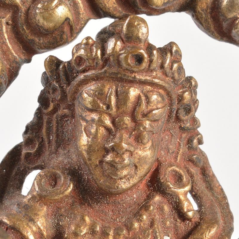 仏教美術　古銅鍍金　騎獅文殊菩薩像　仏像　C　7665E