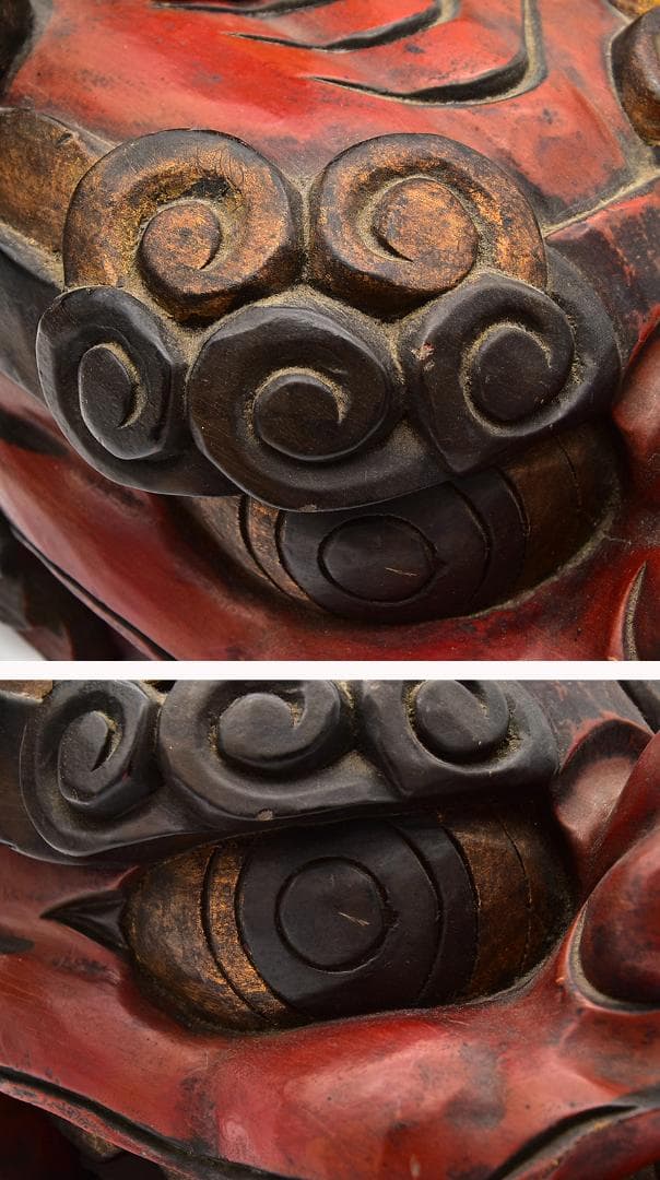 獅子頭 木彫り 飾り獅子頭 高さ約40cm 横約60㎝ 木彫 置物